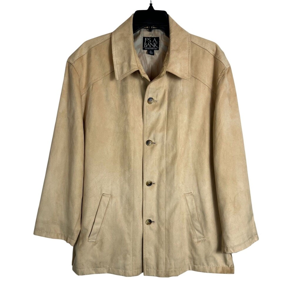 Jos. A. Bank Men's Tan Soft Microsuede Lightweight Trench Style Jacket  Size S